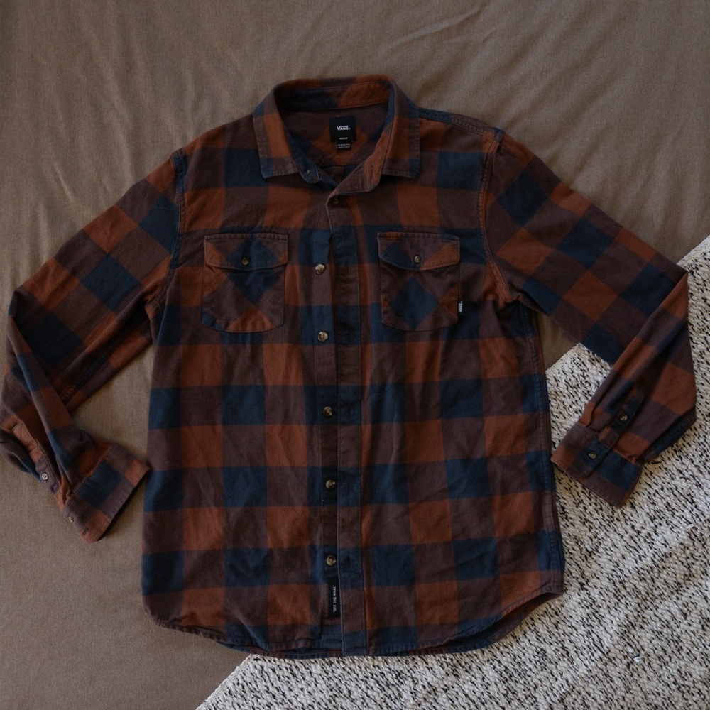 Vans Blue & Orange Plaid Flannel - Size M